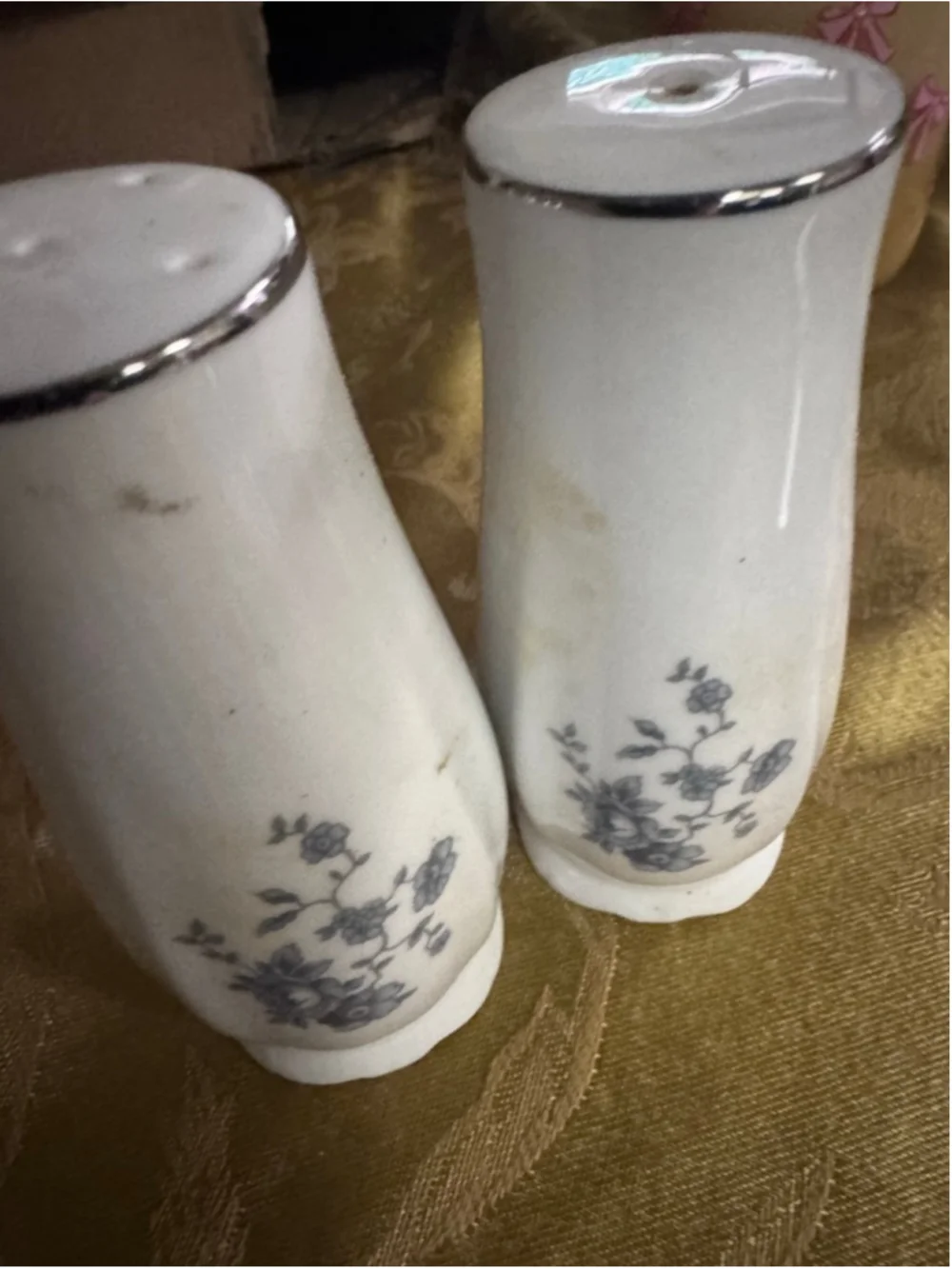 Vintage Dining White Blue Floral Salt and Pepper Shakers One Size